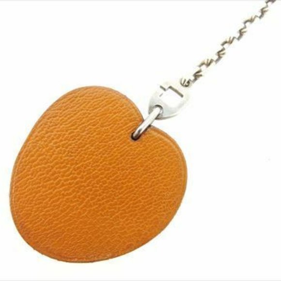 Hermes key ring Key holder Orange Silver Leather Woman Authentic Used S938 - Picture 6 of 8